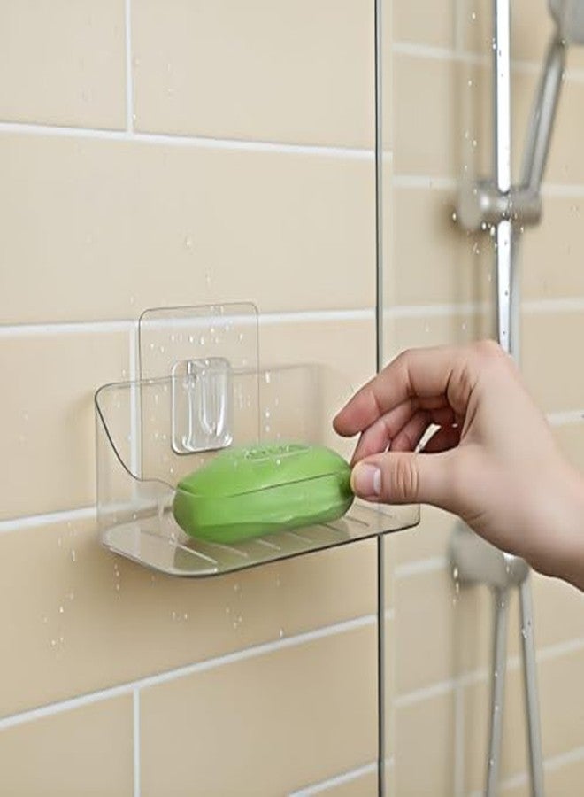 Copelle 2 PES Soap Holder for Bathroom/Soap Case/Self-Adhesive Soap Holder/Bathroom Self/Soap Stand for Bathroom/Self Draining Transparent Acrylic Soap Dish Holder Drill- Free - Image 4